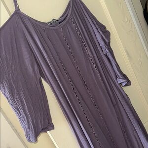 Lavender Boho Crochet-Trim dress/tunic blouse